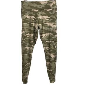 Pink Active Victorias Secret Camo Fleece Lined Cargo Leggings Sz Medium Stretch